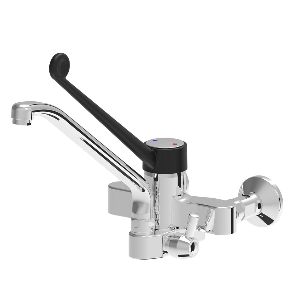 Rubinetto miscelatore biforo monocomando a muro e attacco doccia - L 250 mm