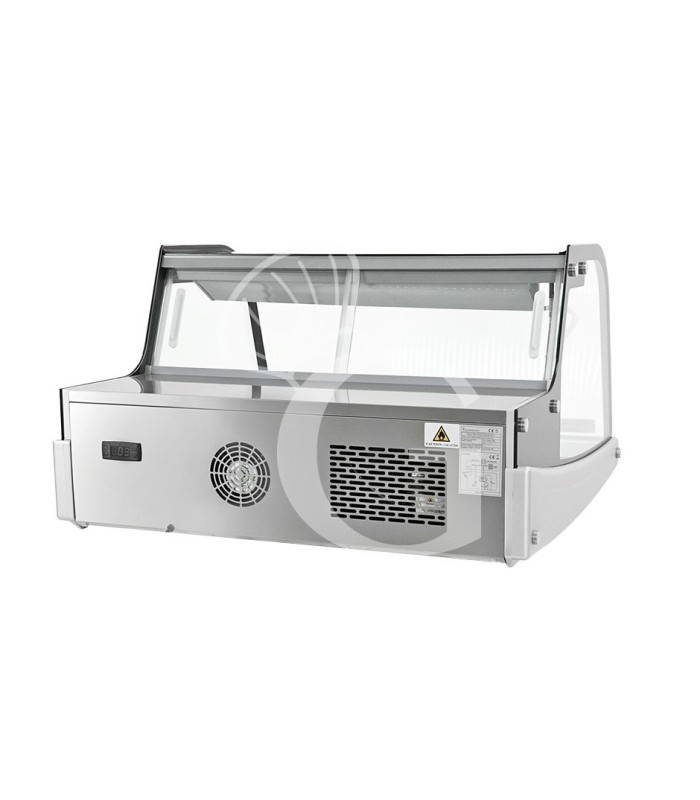 Espositore refrigerato ventilato da banco con esterno nero e inox 175 LT +2°C/+12°C luce interna LED