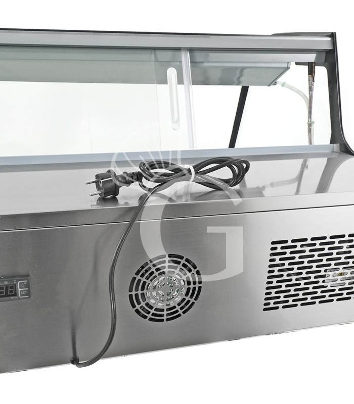Espositore refrigerato ventilato da banco con esterno nero e inox 175 LT +2°C/+12°C luce interna LED