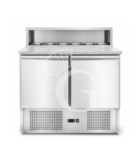 Saladette refrigerata 2 porte, temperatura +2°C/+10°C, piano in granito