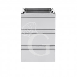 Cassettiera in acciaio inox da agganciare al tavolo, dotata di 3 cassetti, L 400 x P 685 x H 580 mm