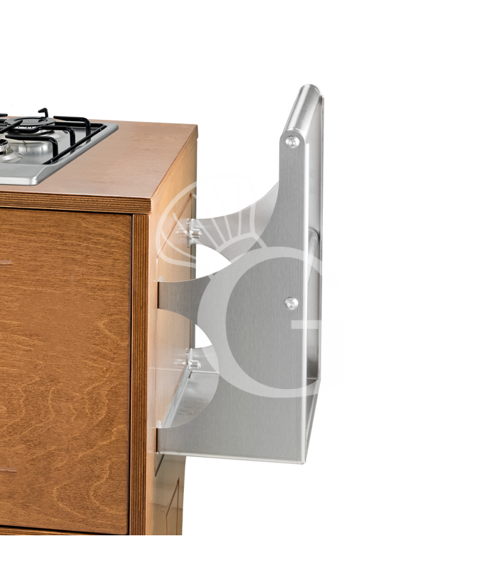 Carrello di servizio Flambè Trolley in legno nobilitato con 1 piastra a 2 fuochi L 1050/137 x P 570 x H 910 mm