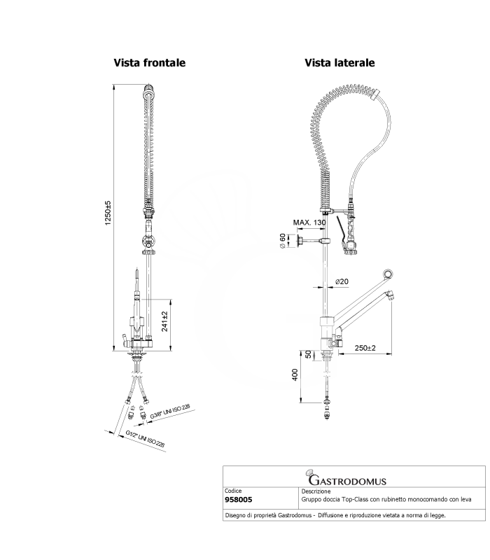 Gruppo doccia Top-Class combinazione rubinetto monocomando con leva