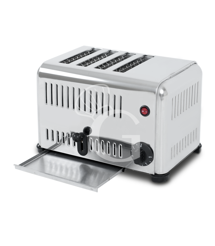 Tostapane professionale monofase L 330 mm x P 240 mm x H 220 mm capacità 4 fette cassetto raccogli briciole
