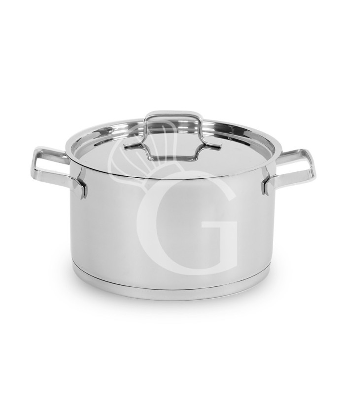 Casseruola professionale alta con coperchio in acciaio inox diametro 240 mm x H 140 mm 8,5 LT