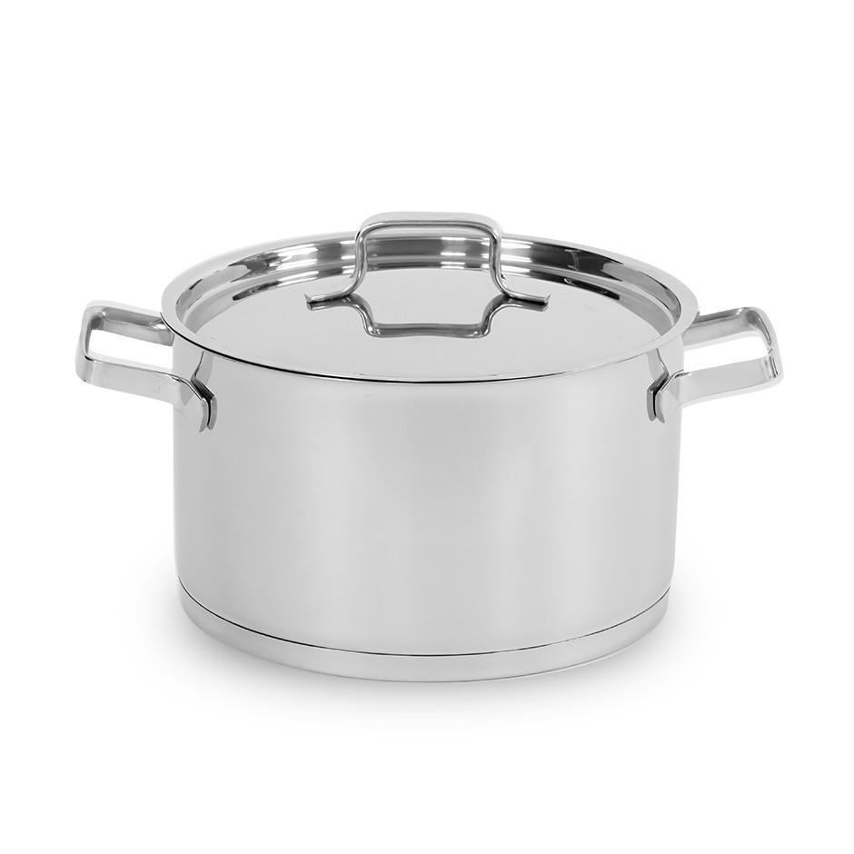 Casseruola professionale alta con coperchio in acciaio inox diametro 240 mm x H 140 mm 8,5 LT