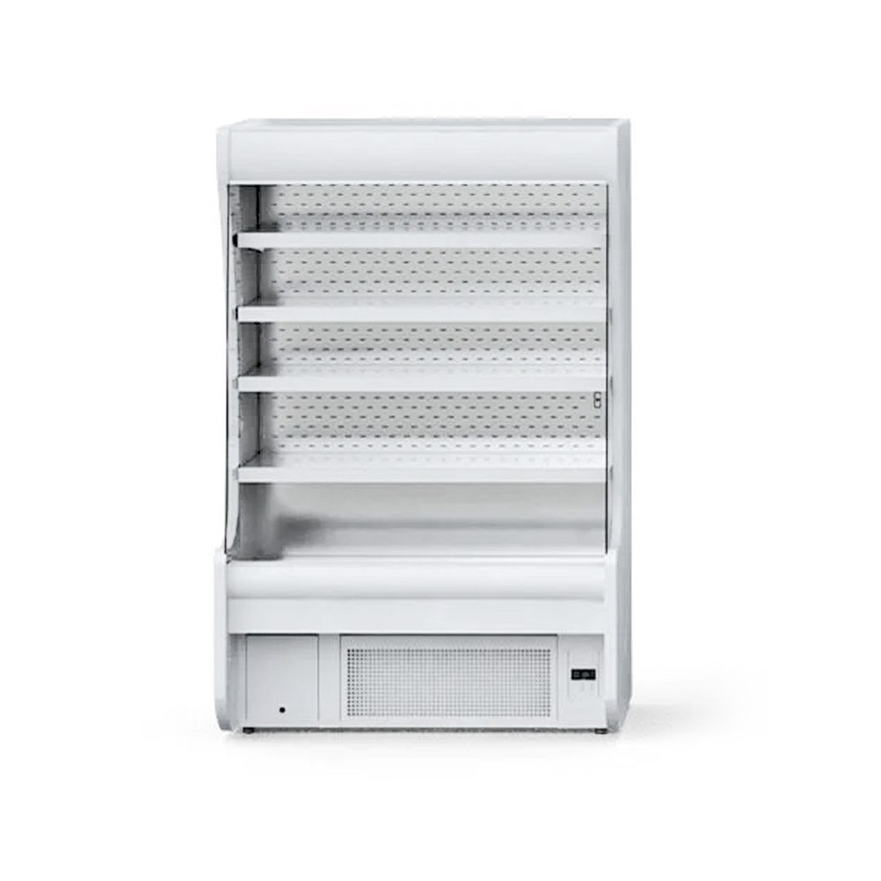 Murale espositivo Oscar ventilato con tenda notte, temperatura +3°C/+10°C e lunghezza 1310 mm