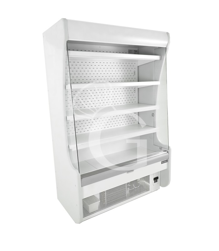 Murale espositivo Oscar ventilato con tenda notte, temperatura +3°C/+10°C e lunghezza 1310 mm