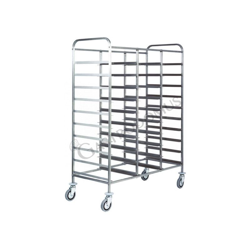 Carrello portavassoi con telaio rinforzato per 30 vassoi - L 1100 mm x P 620 mm x H 1750 mm