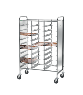 Carrello portavassoi con telaio rinforzato e sponde in acciaio inox per 30 vassoi GN1/1 - L 1100 x P 620 x H 1750 mm