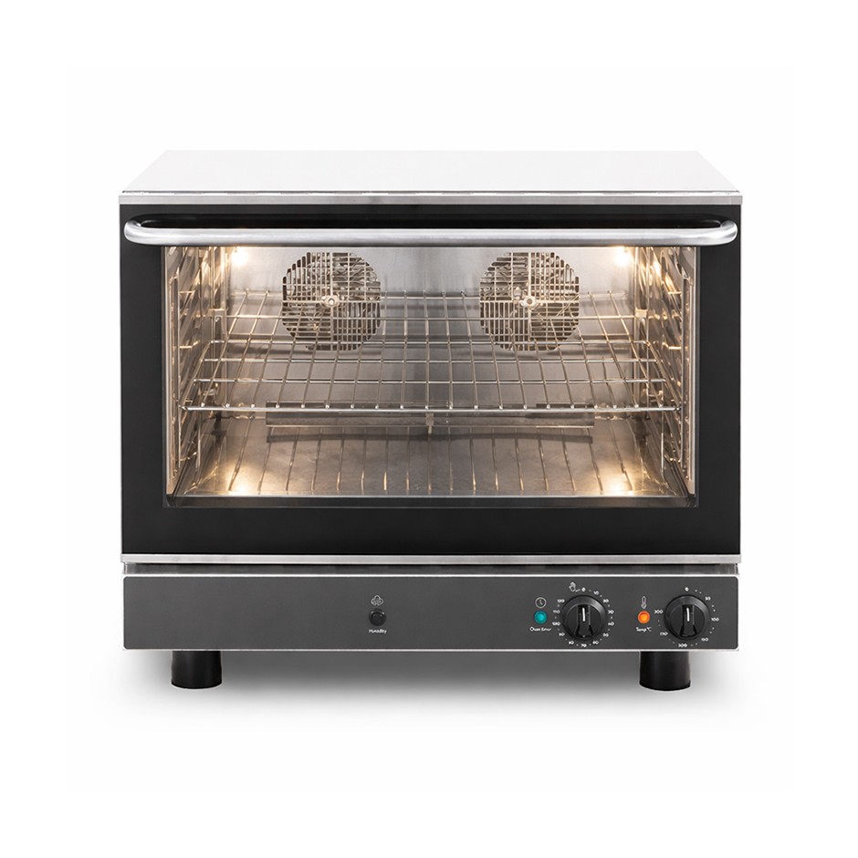 Forno elettrico per pasticceria con umidificatore, comandi meccanici, porta a ribalta, monofase per 4 teglie 600x400 mm