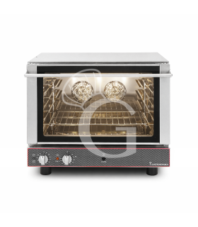 Forno elettrico, con umidificatore, comandi meccanici, porta a ribalta, monofase per 4 teglie 600x400 mm o GN1/1