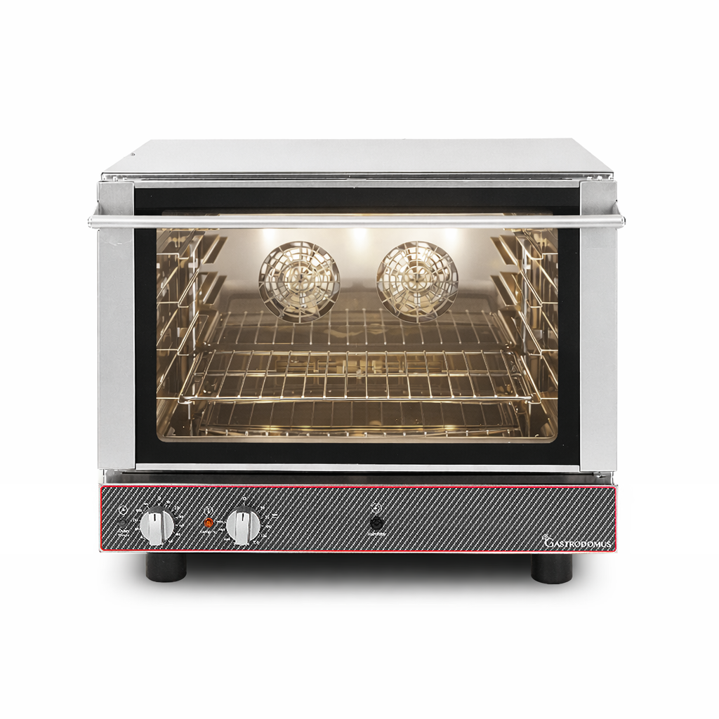Forno elettrico, con umidificatore, comandi meccanici, porta a ribalta, monofase per 4 teglie 600x400 mm o GN1/1