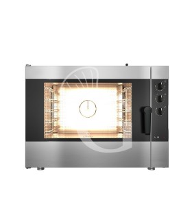 Forno a gas a convezione, comandi elettromeccanici con umidificatore, per 5 teglie GN1/1 o 600x400 mm