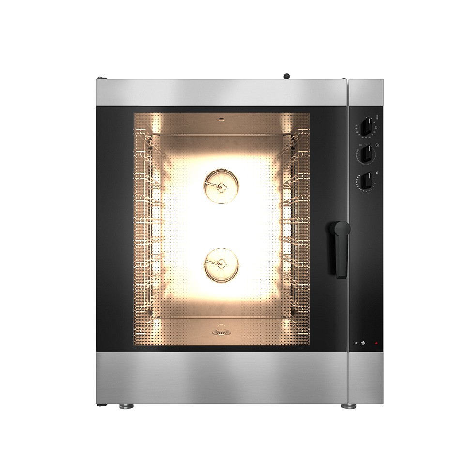 Forno a gas a convezione, comandi elettromeccanici con umidificatore, per 10 teglie GN1/1 o 600x400 mm