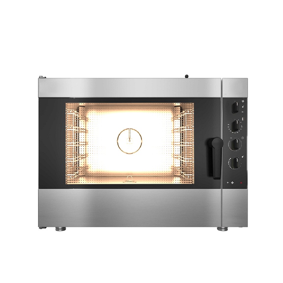 Forno a gas convezione-vapore-misto, comandi elettromeccanici, umidificatore, per 5 teglie GN1/1 o 600x400 mm