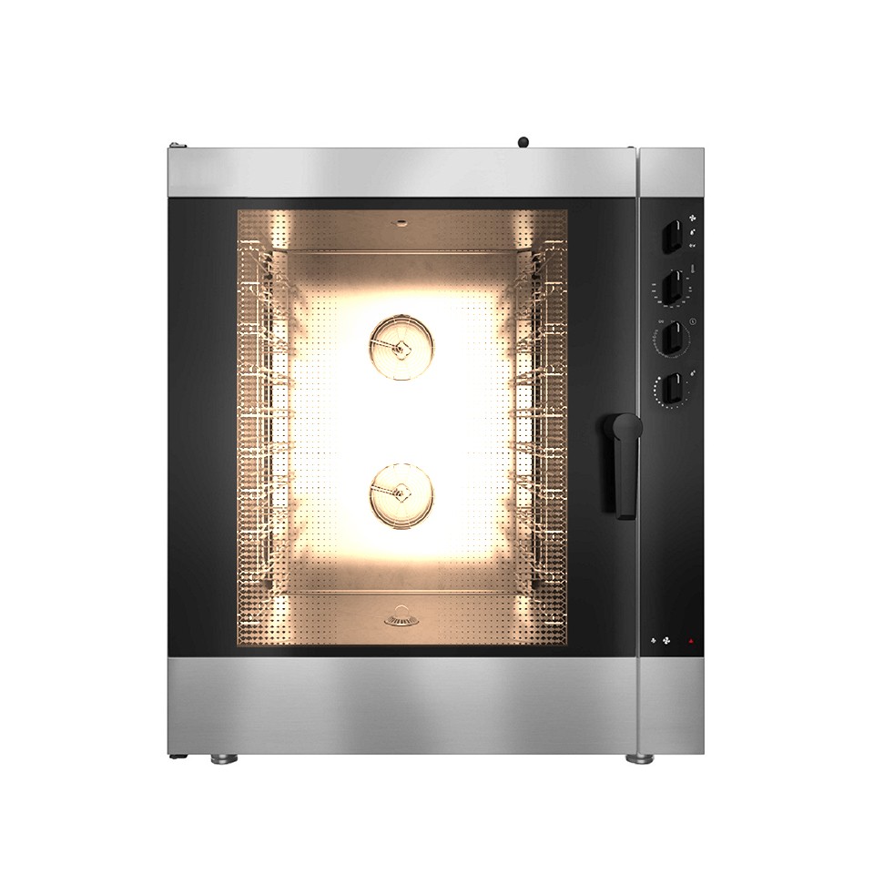 Forno a gas convezione-vapore-misto, comandi elettromeccanici, umidificatore, per 10 teglie GN1/1 o 600x400 mm