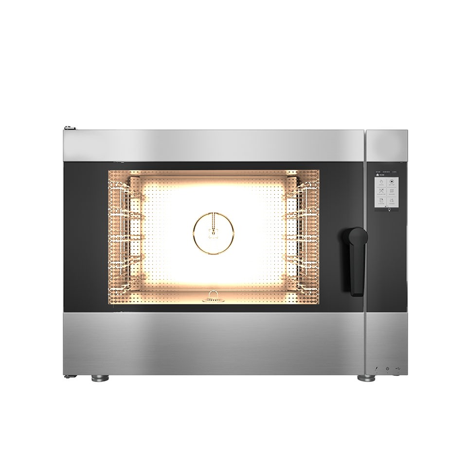 Forno elettrico convezione-vapore-misto touch screen,umidificatore,per 5 teglie GN1/1 o 600x400 mm con lavaggio automatico