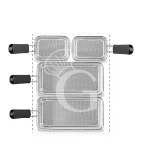 Set di cestelli cuocipasta - 2x GN2/4 + 2x GN1/8 H 160mm - acciaio inox | compatibile con SCP1V70G, SCP2V70G, SCP2V70E, SCP1V70E