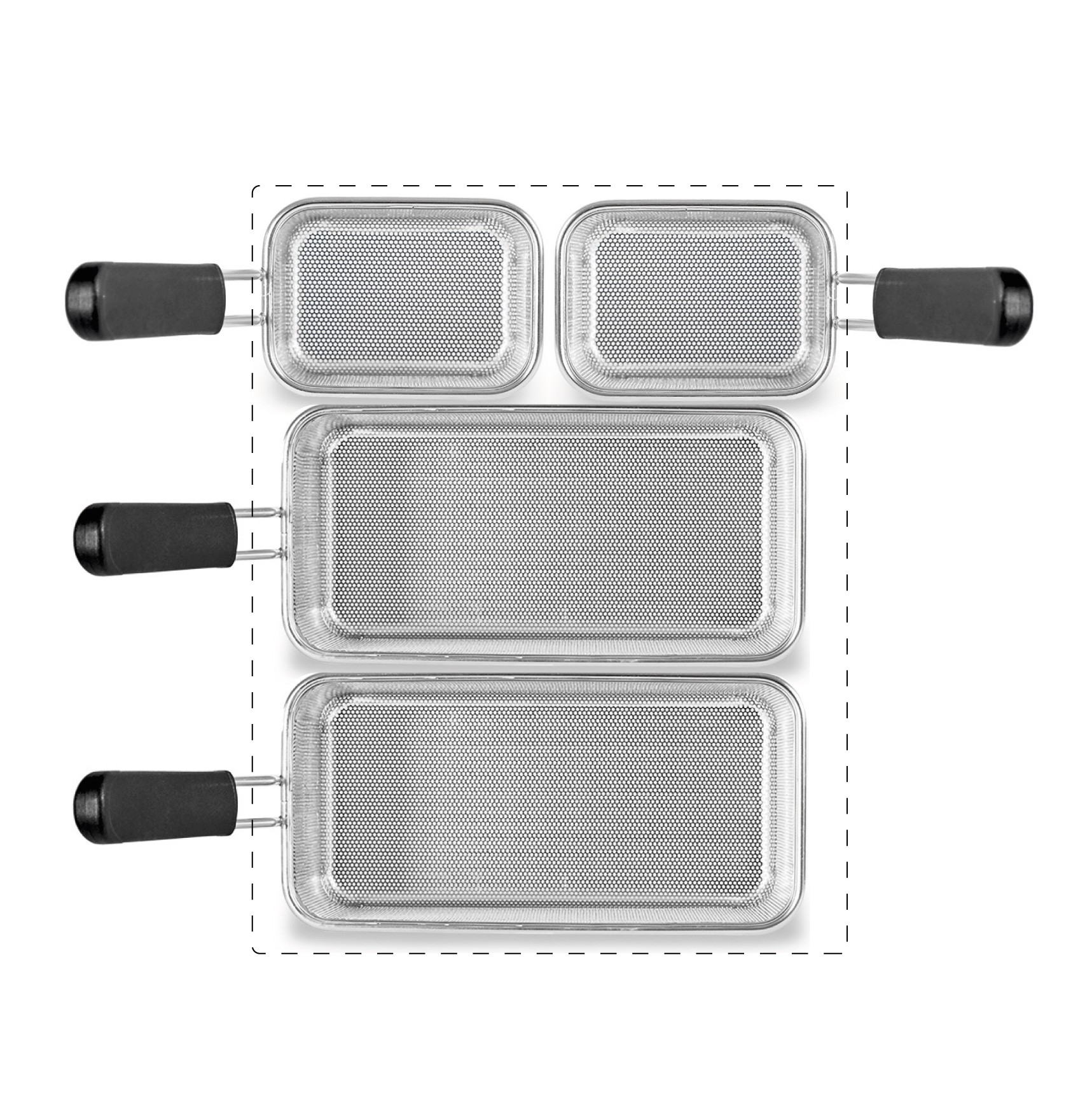 Set di cestelli cuocipasta - 2x GN2/4 + 2x GN1/8 H 160mm - acciaio inox | compatibile con SCP1V70G, SCP2V70G, SCP2V70E, SCP1V70E