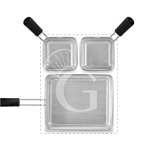 Set di cestelli cuocipasta - 2x GN1/6 + 1x GN1/2 H 200mm - acciaio inox | compatibile con SCP1V70G, SCP2V70G, SCP2V70E, SCP1V70E