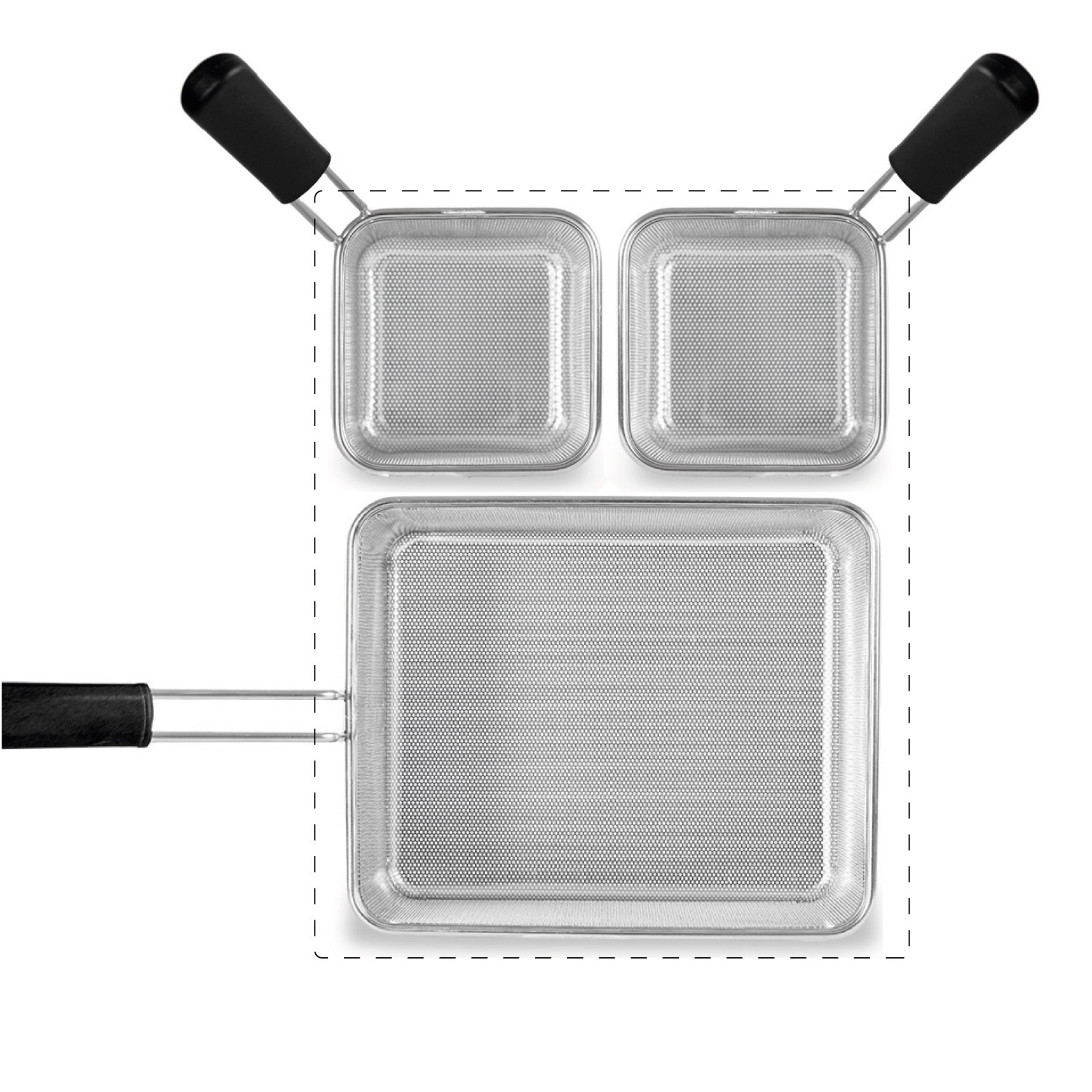 Set di cestelli cuocipasta - 2x GN1/6 + 1x GN1/2 H 200mm - acciaio inox | compatibile con SCP1V70G, SCP2V70G, SCP2V70E, SCP1V70E