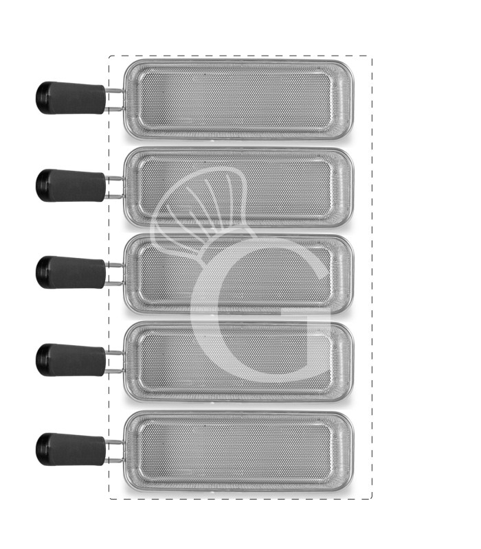 Set 5 Cestelli GN2/8 in acciaio inox per cuocipasta professionali