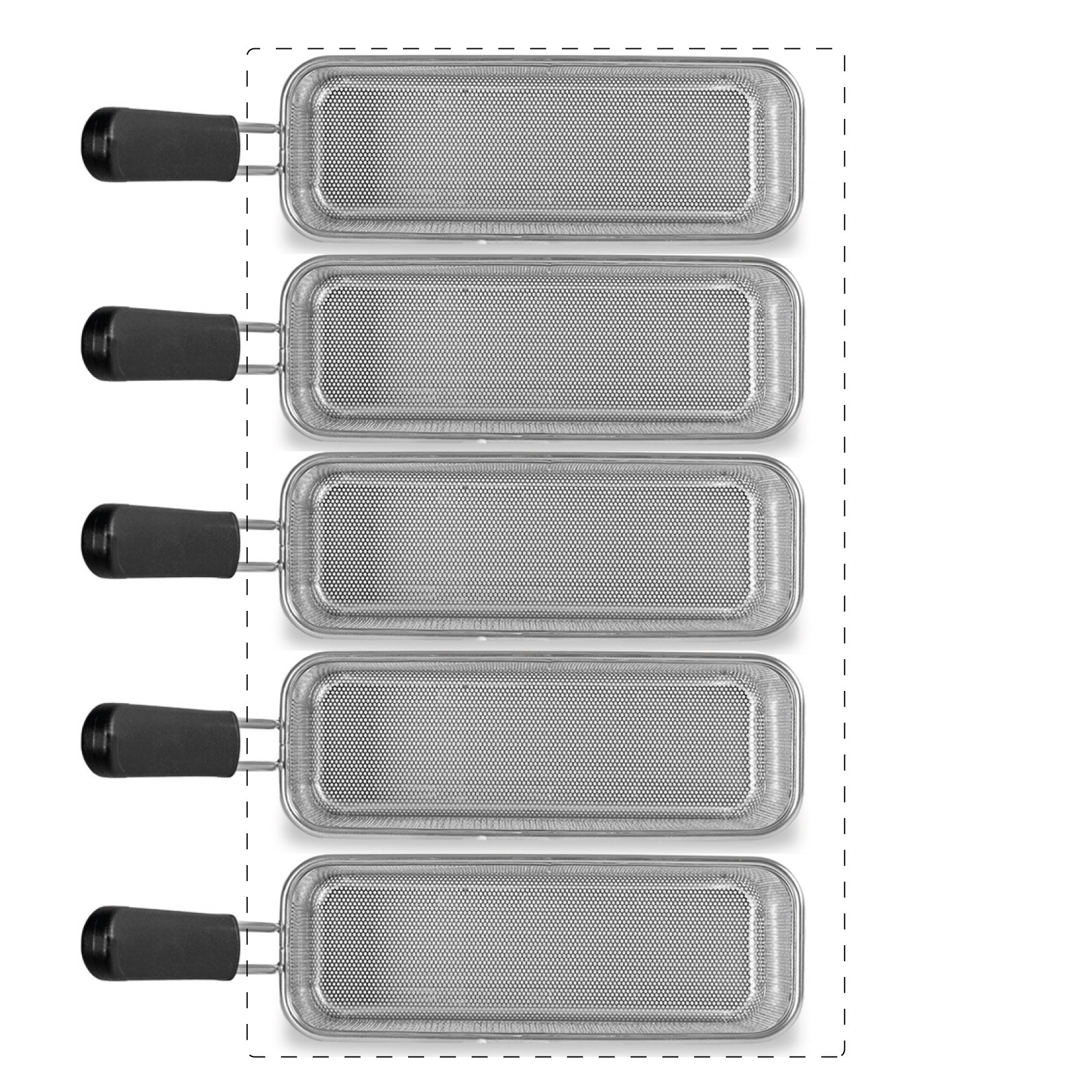 Set 5 Cestelli GN2/8 in acciaio inox per cuocipasta professionali