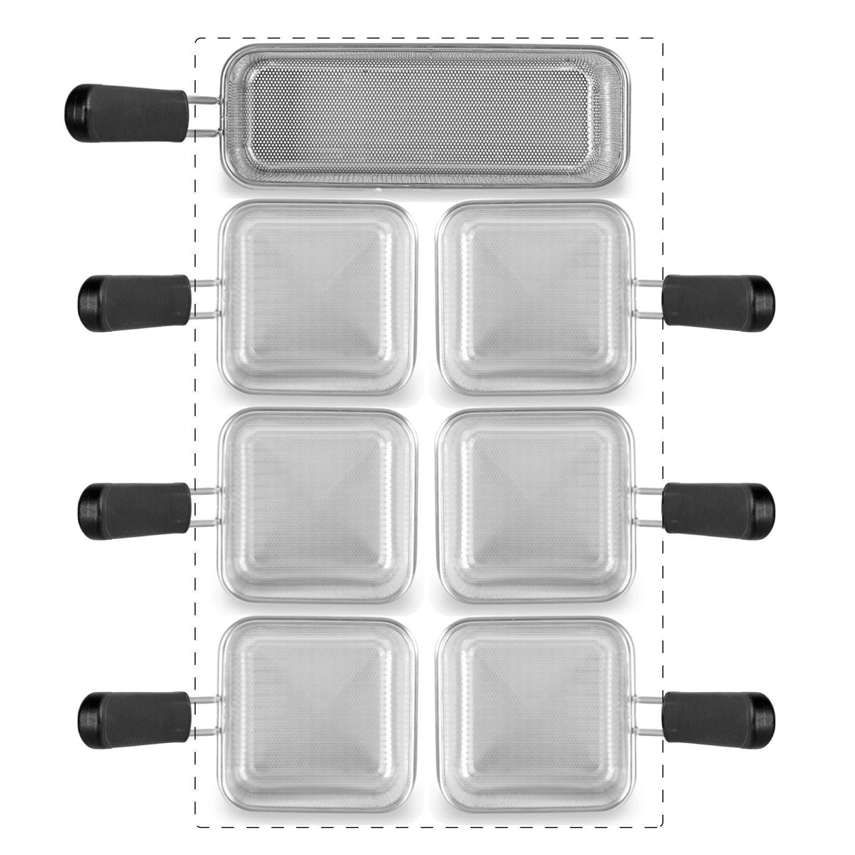 Set di cestelli cuocipasta - 6x GN1/4 + 1x GN2/8 H 160mm - acciaio inox | compatibile con SCP1V90G, SCP2V90G, SCP2V90E, SCP1V90E