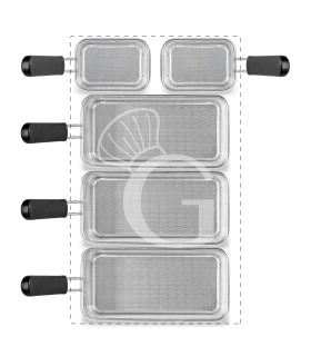 Set di cestelli cuocipasta - 3x GN2/4 + 2x GN1/8 H 160mm - acciaio inox | compatibile con SCP1V90G, SCP2V90G, SCP2V90E, SCP1V90E