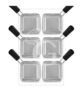 Set di cestelli cuocipasta - 6x GN1/6 - H 200mm - acciaio inox | compatibile con SCP1V90G, SCP2V90G, SCP2V90E, SCP1V90E