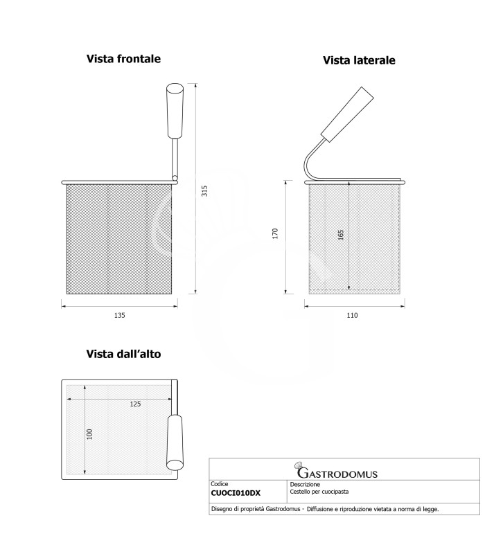 Set di cestelli cuocipasta - 6x L 135 x P 110 x H 170mm - acciaio inox | compatibile con SCP1V70G, SCP2V70G, SCP2V70E, SCP1V70E