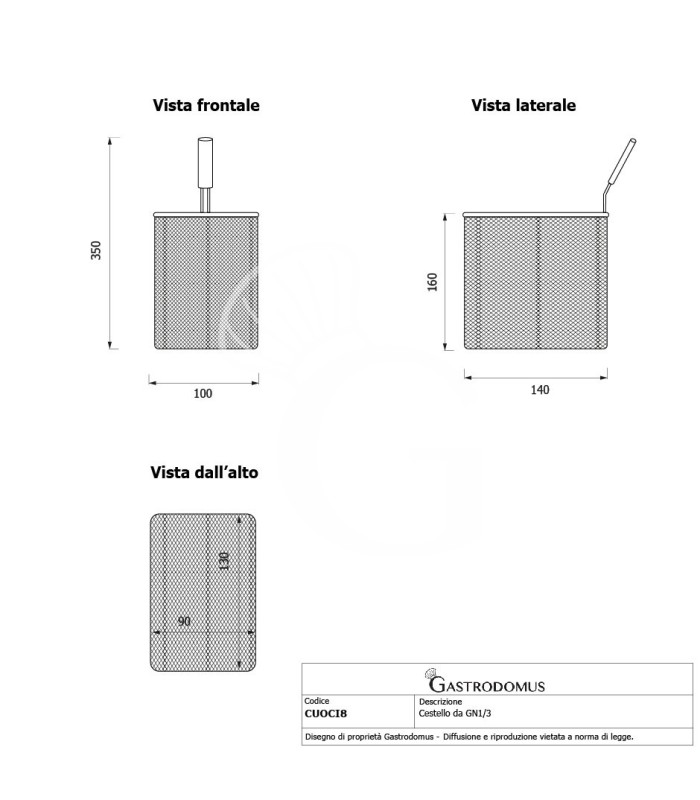 Set di cestelli cuocipasta - 10x GN1/8 - H 160mm - acciaio inox | compatibile con SCP1V90G, SCP2V90G, SCP2V90E, SCP1V90E