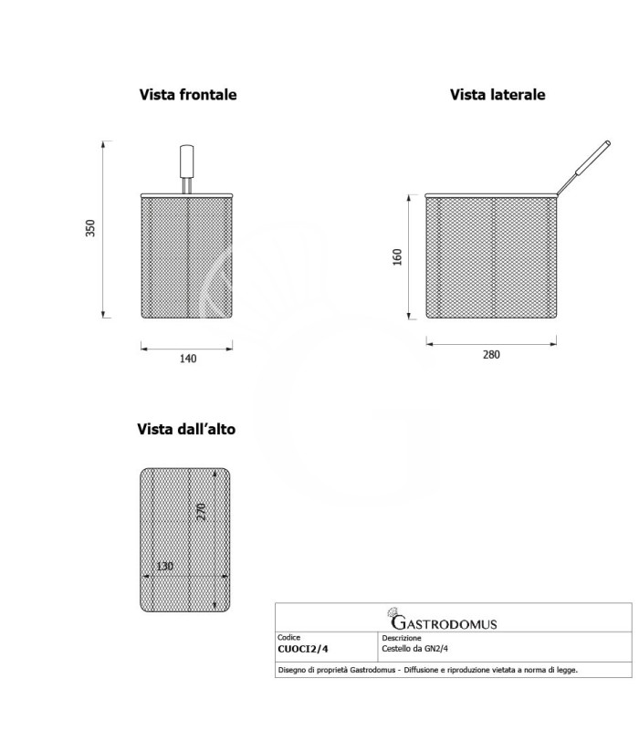 Set di cestelli cuocipasta - 3x GN2/4 + 2x GN1/8 H 160mm - acciaio inox | compatibile con SCP1V90G, SCP2V90G, SCP2V90E, SCP1V90E