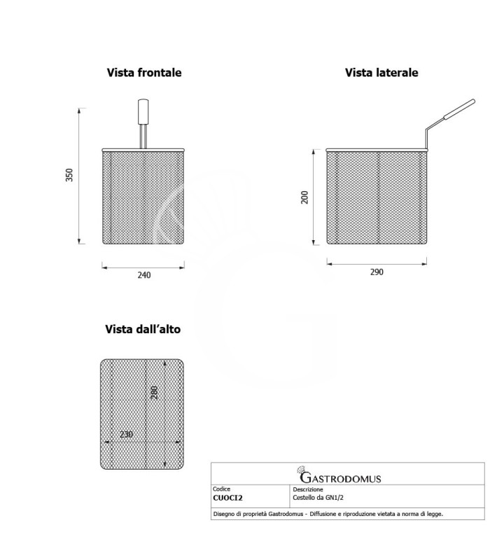 Set di cestelli cuocipasta - 2x GN1/2 - H 200mm - acciaio inox | compatibile con SCP1V90G, SCP2V90G, SCP2V90E, SCP1V90E