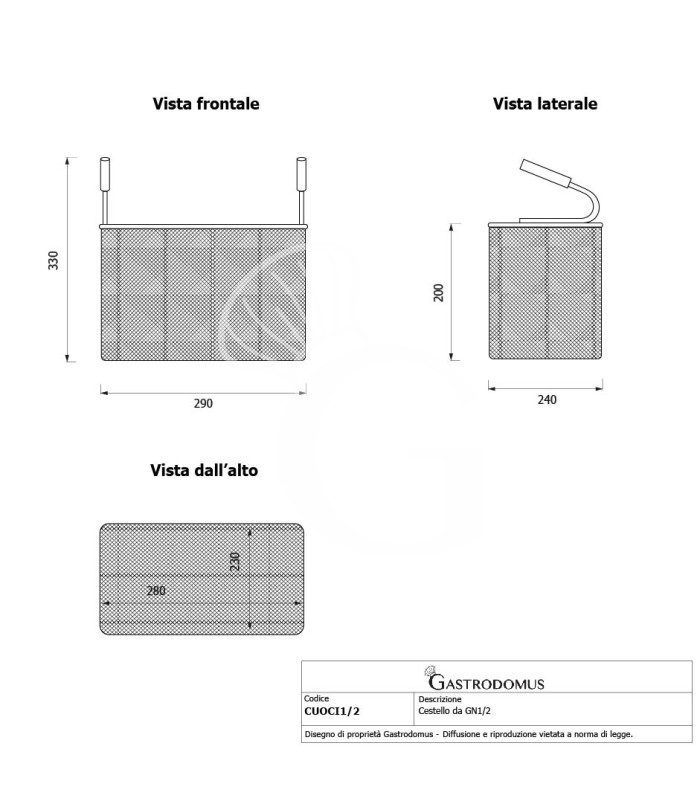 Set di cestelli cuocipasta - 2x GN1/2 H 200mm manici verticali | compatibile con SCP1V90G, SCP2V90G, SCP2V90E, SCP1V90E