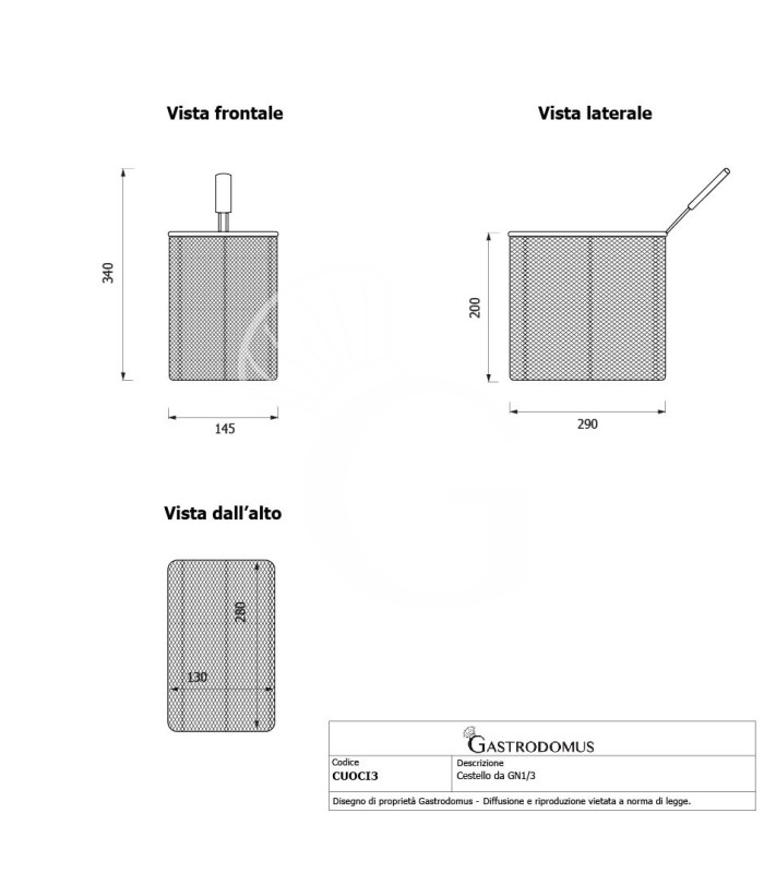 Set di cestelli cuocipasta - 3x GN1/3 - H 200mm - acciaio inox | compatibile con SCP1V90G, SCP2V90G, SCP2V90E, SCP1V90E