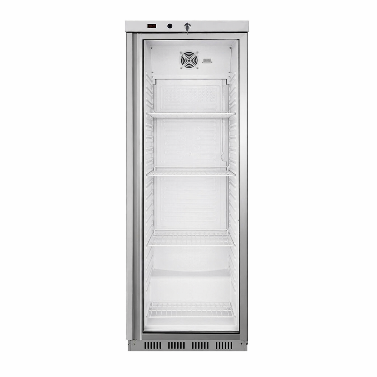 Armadio refrigerato statico inox con porta vetro +2°C/+8°C 350 LT