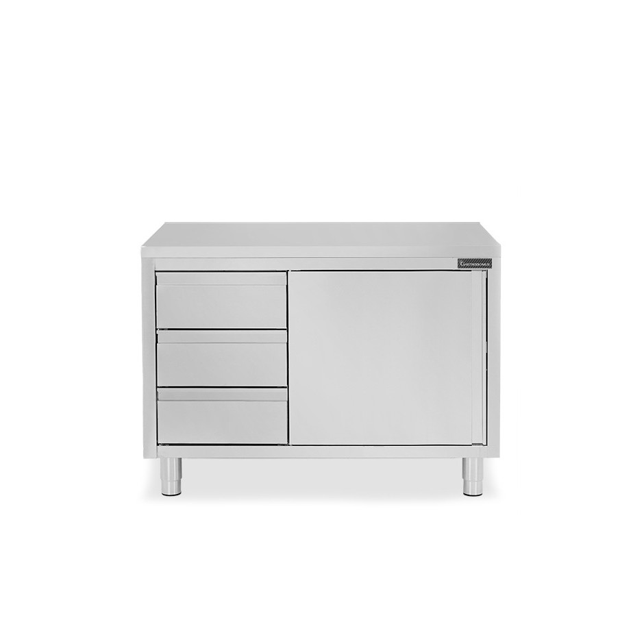 Tavolo armadiato, 1 porta battente, 3 cassetti sul lato sinistro, L 1200 mm x P 800 mm x H 850 mm