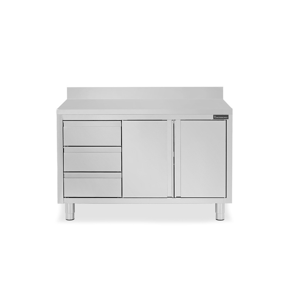 Tavolo armadiato,2 porte battenti,3 cassetti a sinistra, alzatina, L1400 x P600 x H950mm