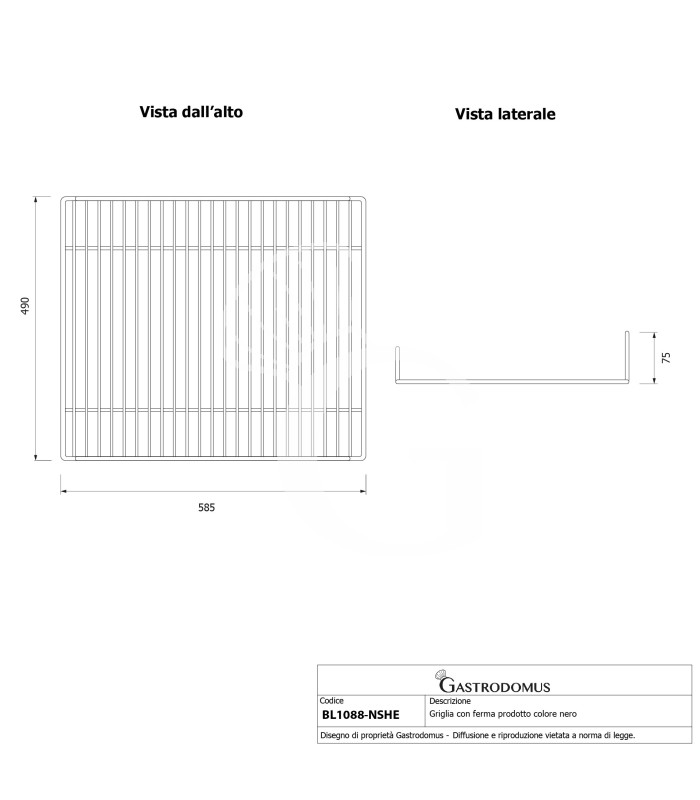 Griglia con ferma prodotto colore nero per BL1088B