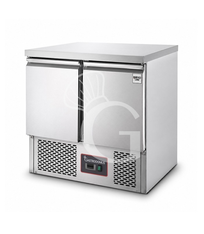 Saladette refrigerata statica con 2 porte, temperatura +2°C/+8°C, piano in acciaio inox