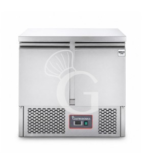 Saladette refrigerata statica con 2 porte, temperatura +2°C/+8°C, piano in acciaio inox