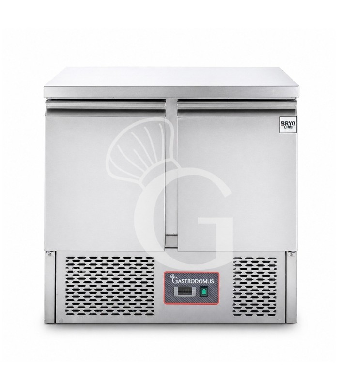 Saladette refrigerata statica con 2 porte, temperatura +2°C/+8°C, piano in acciaio inox