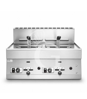 Friggitrice Professionale da banco a gas 2 vasca 8+8 LT, 12,6 kw