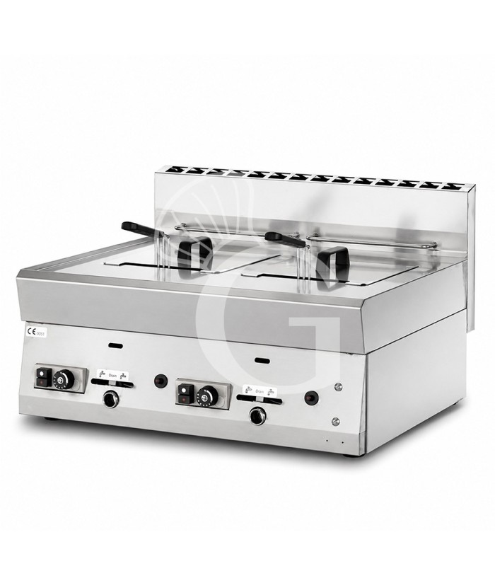 Friggitrice Professionale da banco a gas 2 vasca 8+8 LT, 12,6 kw