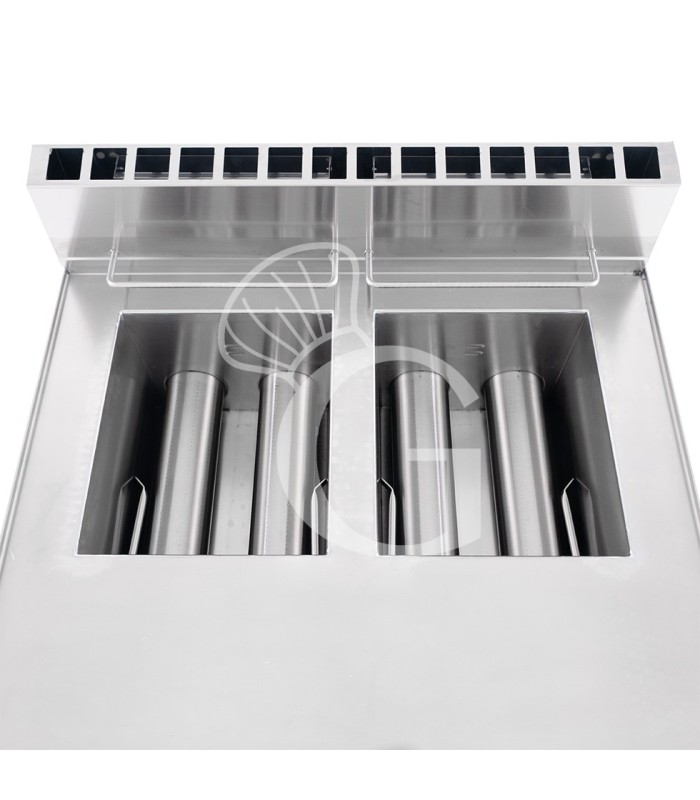 Friggitrice Professionale da banco a gas 2 vasca 8+8 LT, 12,6 kw