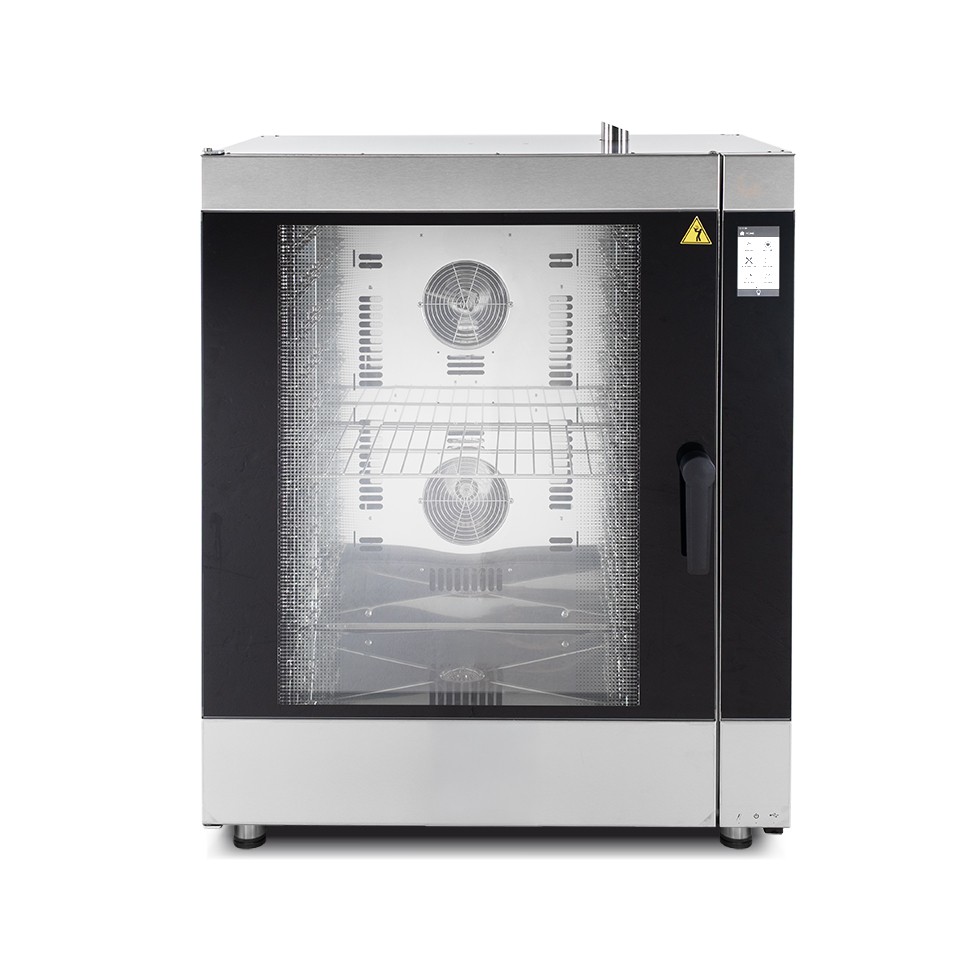 Forno elettrico convezione-vapore-misto touch screen,umidificatore,per 10 teglie GN1/1 o 600x400 mm con lavaggio automatico