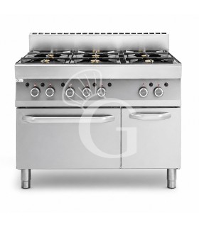 Cucina professionale a gas 6 fuochi forno a gas armadio neutro profondità 650 mm