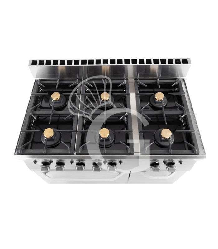 Cucina professionale a gas 6 fuochi forno a gas armadio neutro profondità 650 mm